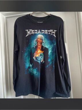 Megadeth Mens Black Long-Sleeve Graphic Band Tee